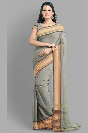 The Chennai Silks Floral Zari Pure Cotton Chettinad Saree