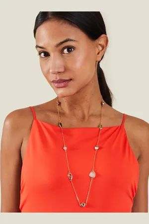 Accessorize Crystals Studded Eclectic Shapes Rope Necklace