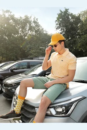 Louis Philippe Men Olive Green Printed Slim Fit Chino Shorts
