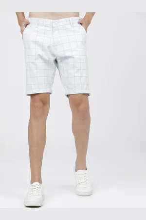 Highlander Men Blue Checked Slim Fit Regular Shorts
