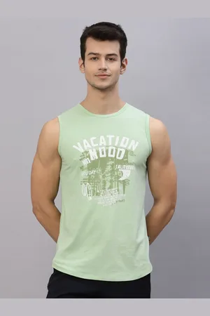Rigo Men Typography Printed Sleeveless Cotton Slim Fit Sports T-shirt