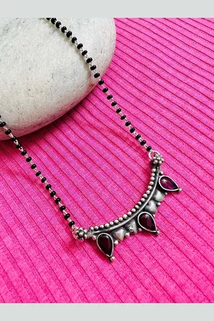ARTE 925 Sterling Silver CZ Studded & Beaded Mangalsutra