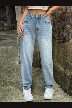 KOTTY Women Blue Jean Tapered Fit High-Rise Clean Look Light Fade Stretchable Jeans