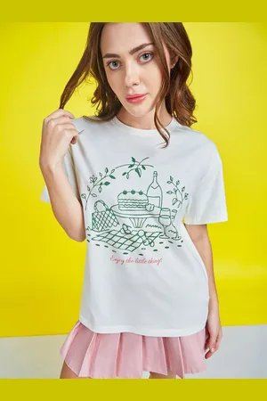 Mast & Harbour Women Graphic Printed Round Neck Cotton Oversized T-shirt