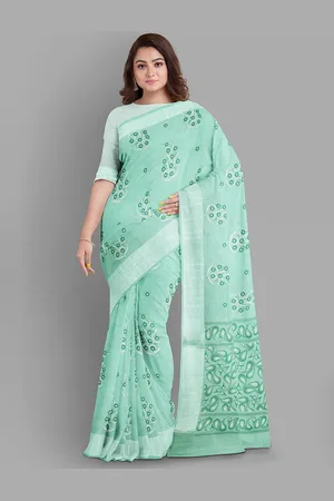 The Chennai Silks Floral Linen Blend Fusion Bhagalpuri Saree