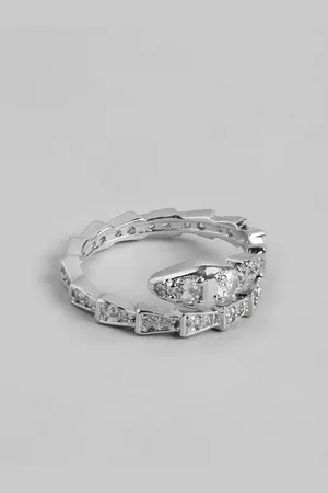 DressBerry Women Stone-Studded Snake-Shaped Adjustable Finger Ring