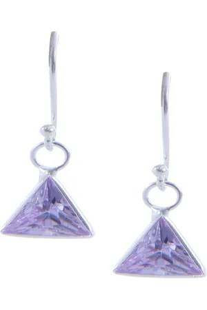 Abhooshan Sterling Silver Plated Triangular Drop Earrings