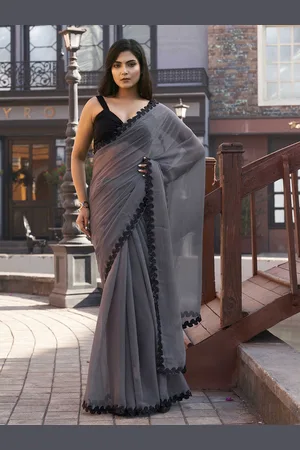 Tikhi Imli Beads and Stones Poly Chiffon Designer Saree