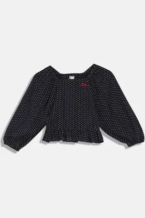 Tommy Hilfiger Girls Conversational Printed Square Neck Blouson Shirt