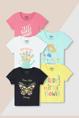 Max Collection Girls Graphic Printed T-Shirt - Pack of 5