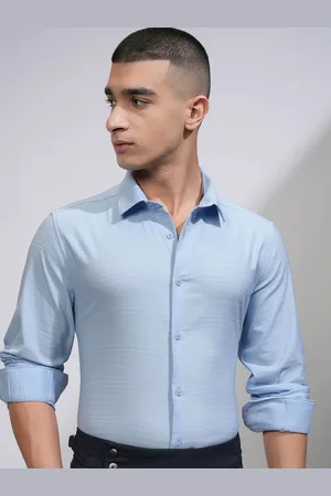 Highlander Men Slim Fit Spread Collar Textured Cotton Formal Shirt
