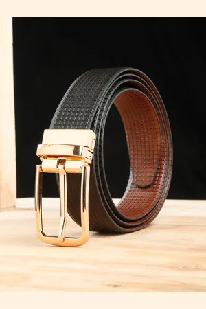 Teakwood Leathers Men Textured Leather Reversible Formal Belt