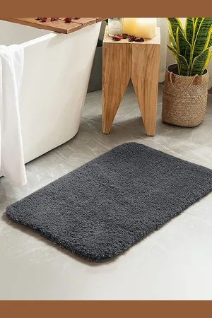 Nautica Grey Self-Design GSM 2800 Ultra Soft Fluffy Anti Slip Bath Rug