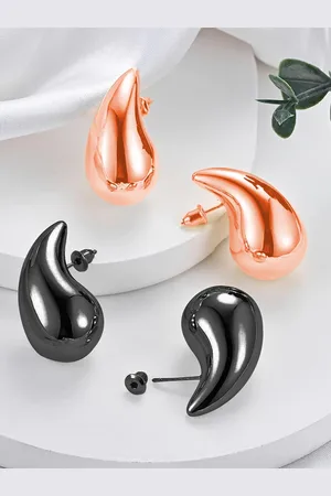 Krelin Set Of 2 Stainless Steel Enameled Teardrop Shaped Drop Earrings