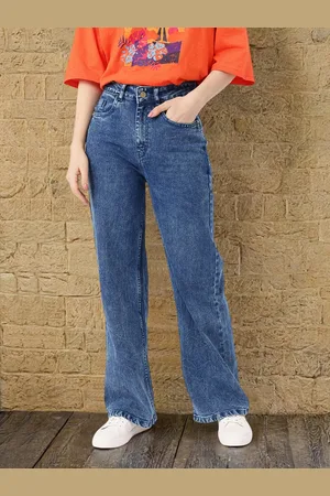 DressBerry Women Effortless Grunge Light Fade Straight Fit Jeans