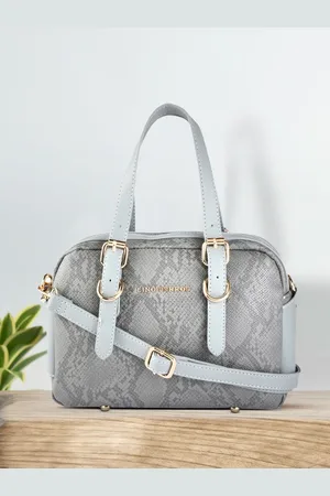 Lino Perros Grey & Blue Snakeskin Textured Handheld Bag with Detachable Sling Strap