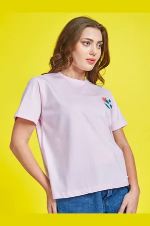 Mast & Harbour Women Graphic Printed Round Neck Cotton Oversized T-shirt