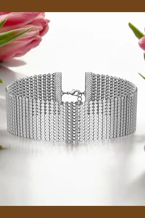 FÁBULA Silver-Plated Silver Shimmer Broad Choker Necklace
