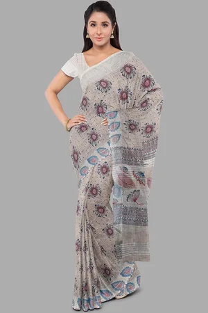 The Chennai Silks Floral Linen Blend Bhagalpuri Saree