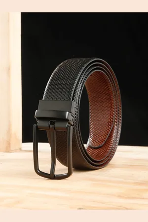 Teakwood Leathers Men Textured Leather Reversible Formal Belt