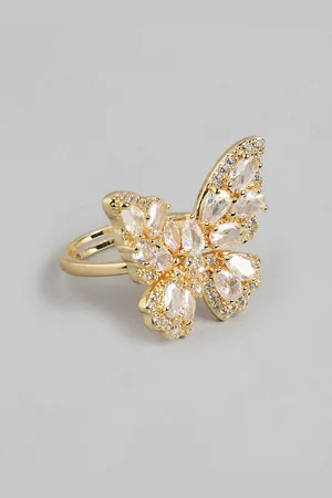 DressBerry Women Stone Studded Butterfly-Shaped Adjustable Finger Ring