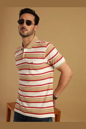 Crocodile Striped Polo Collar Cotton T-shirt