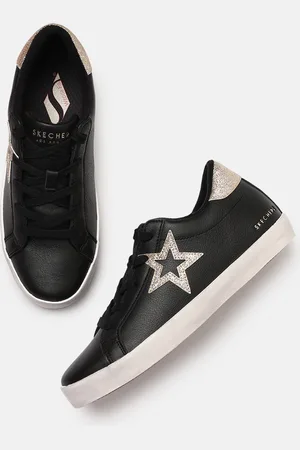Skechers Women Black DIAMOND STARZ - STARRY STEPS Leather Sneakers