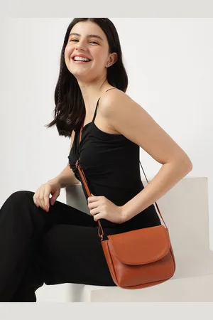 Fastrack Women Textured Tan Sling Bag