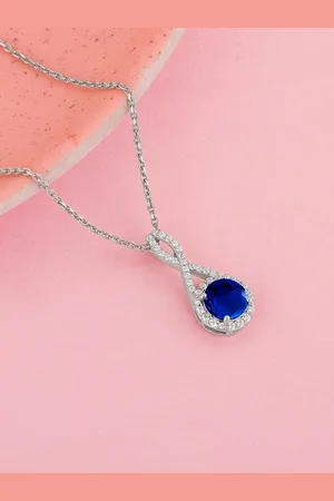 GIVA Rhodium-Plated 925 Sterling Silver Pendants with Chains