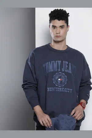 Tommy Hilfiger Men Navy Blue Self-Design Sweatshirt