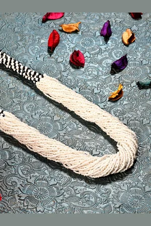 Bamboo Tree Jewels White & Black Afghan Necklace