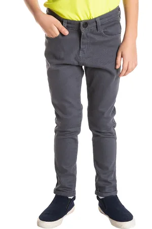 Cherry Crumble Kids Grey Relaxed Slim Fit Solid Denim Trousers
