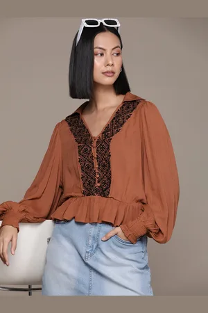 Roadster The Lifestyle Co. Embroidered Bishop Sleeves Top