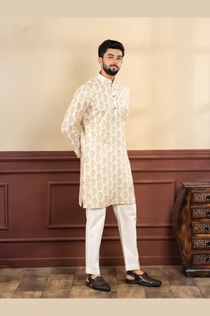 Koshin Paisley Printed Mandarin Collar Straight Kurta
