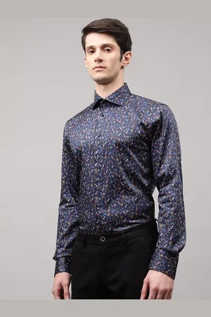 Matinique Men Navy Blue Regular Fit Floral Printed Cotton Casual Shirt