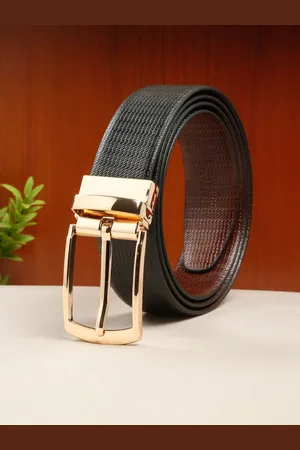 Teakwood Leathers Men Textured Leather Reversible Formal Belt