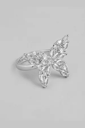 DressBerry Women Stone Studded Butterfly-Shaped Adjustable Finger Ring