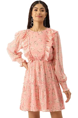 Chemistry Women Floral Printed Cuffed Sleeves Fit & Flare Dress