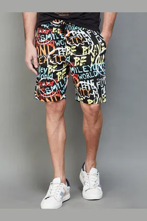 Smileyworld Men Typography Printed Cotton Shorts