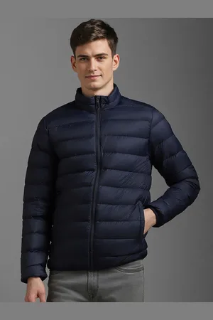 Louis Philippe Men Solid Mock Collar Padded Jacket