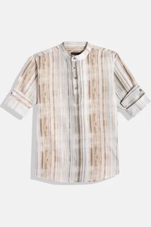 CHARCHIT Boys Comfort Striped Band Collar Pure Cotton Casual Shirt