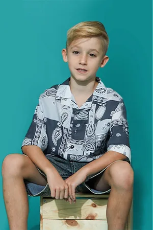 Cherry Crumble Boys Grey Comfort Printed Casual Shirt
