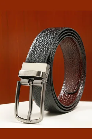 Teakwood Leathers Men Textured Leather Reversible Formal Belt