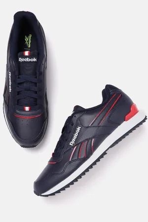 Reebok Men Navy Blue & Red Perforated Royal Glide RPL Sneakers