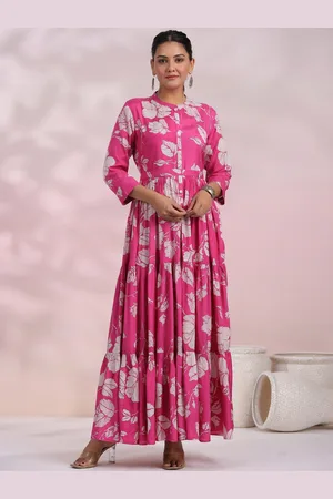 JISORA Women Floral Printed Russian Silk Dress