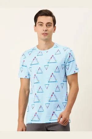 Forever 21 Men Blue & Red Printed Round Neck T-shirt
