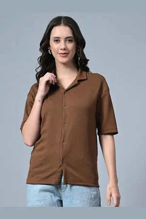 Moda Rapido Women Polo Collar Drop-Shoulder Sleeves T-shirt