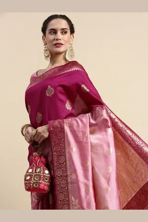 Lilots Ethnic Motifs Woven Design Banarasi Saree with Blouse Piece