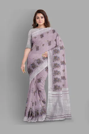 The Chennai Silks Floral Linen Blend Bhagalpuri Saree