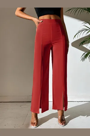 BAESD Women Relaxed Straight Leg High-Rise Wrinkle Free Parallel Trousers